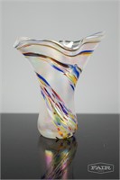 Art Glass Swirled Multicolored Vase