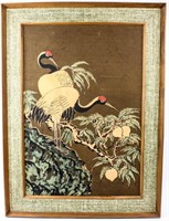 34Art- Vintage Batik Print “Cranes and Peaches”