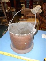 Antique Hammered Copper Ash / Coal Bucket