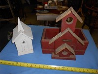 2pc Hand Made Wood Planter Box & Bird House