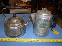 2pc Vintage Percolator Coffee Pot & Tea Kettle