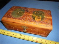 Vintage Hand Carved Cedar Trinket Box