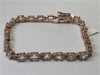 Silver Rose Gold Plated Morganite (10ct) Bracelet