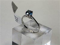 10K White Gold Blue Diamond Ring