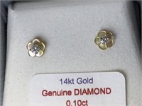 14K Gold Diamond 2-in-1 Mother of Pearl Earrings