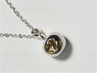 Sterling Rodium Plated Diamond Apple Necklace