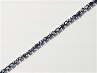 Sterling Silver Natural Sapphire Tennis Bracelet