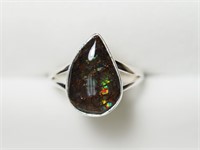 Sterling Silver Canadian Ammolite Gemstone Ring