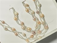 Sterling Silver Pearl Necklace & Bracelet