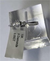 10K Gold Diamond w/Side Diamonds Ring