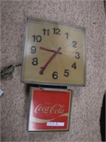 LIGHTED COCA COLA WALL CLOCK LOWER PANEL HAS SM CR