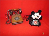 Old phone and Mickey Mouse phone