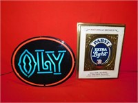 Olympic brewing company sign, Pabst Beer sign