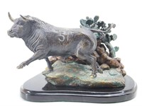 Bronze Bull 51 Figurine by F.  Chavez Hernanadez