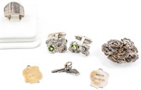 Jewelry Sterling Silver Cufflinks, Brooch & Ring