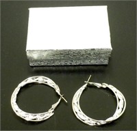 Pair of .925 Silver Hoop Dangle Earrings - New
