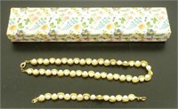 18" Faux Gold & Pearl Necklace with a 7" Bracelet