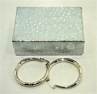 Pair of Silver Colored Dangle Hoop Earrings - New