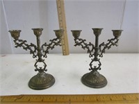 Brass candle stick set; 3 tier