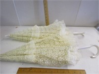 Vintage children's umbrella pair; white lace