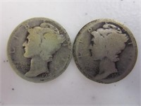 Coins; 2 Mercury dimes
