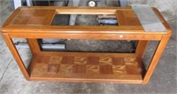Wood sofa table. Measures 27" h x 50" w x 16" d.