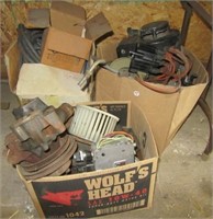 Various parts, spark plug wires, hub caps, lawn
