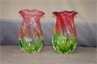 Pair of Ombre Art Glass Vases