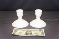 Pair Of Imperial Milk Glass Candle Holders