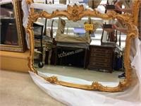 Cavalier Mirror, Gilt Frame, Rosebud