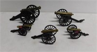Set of Brass and Wood Frame Mini-Canons