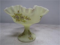 Painted Opaque Ruffled Edge Fenton Compote Dish