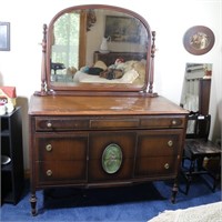 Antique 3-Drawer Dresser w/ Adjustable Mirror