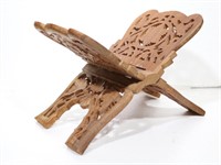 Intricately Carved Wood Folding Book Holder