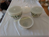 Lenox Holiday 3 covered bowls & extra lid