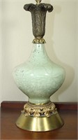 Antique Metal & Crackle Glass Table Lamp