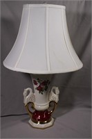 Vintage Hand-Painted Table Lamp with Shade
