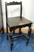 Small Vintage Wood Vanity Chair