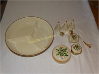 Lenox Holiday:  divided round server, trinket