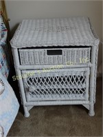 Wicker: 4 pc:  night stand, square mint color