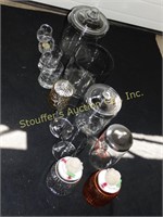 Glass canisters (tallest 9"), glasses, candles,
