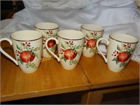 5 Lenox Williamsburg Boxwood & Pine mugs