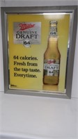 Framed Beer Sign-Miller-28"W x 33"H