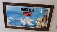 Framed Beer Sign-Coors-34 1/2"W x 19 1/2"H