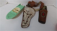 Vintage Toy Lot-2 Child's Holsters, Buddy L Boat
