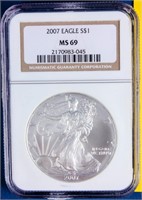 Coin 2007 American Silver Eagle NGC MS69