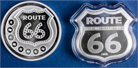 Coin 2 Route 66 Silver Rounds 1 Oz. Each