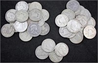 2 Rolls Franklin 90% Silver Half Dollars 1948 & 49