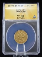 1879 S $5 Gold Liberty Head ANACS VF 30 Details