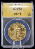 2012 Gold Eagle $50 Coin 1 Troy Oz.  ANACS MS 70